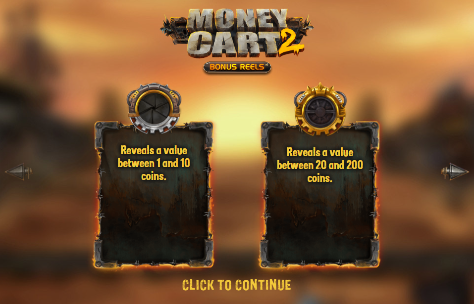 Money Cart 2 Bonus Reels Welcome Page