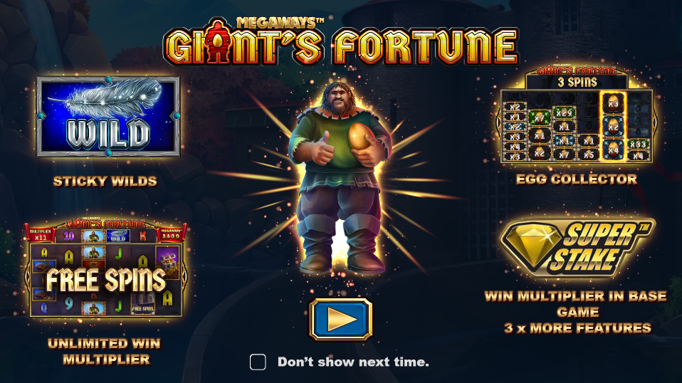 Giant's Fortune Megaways Welcome Page