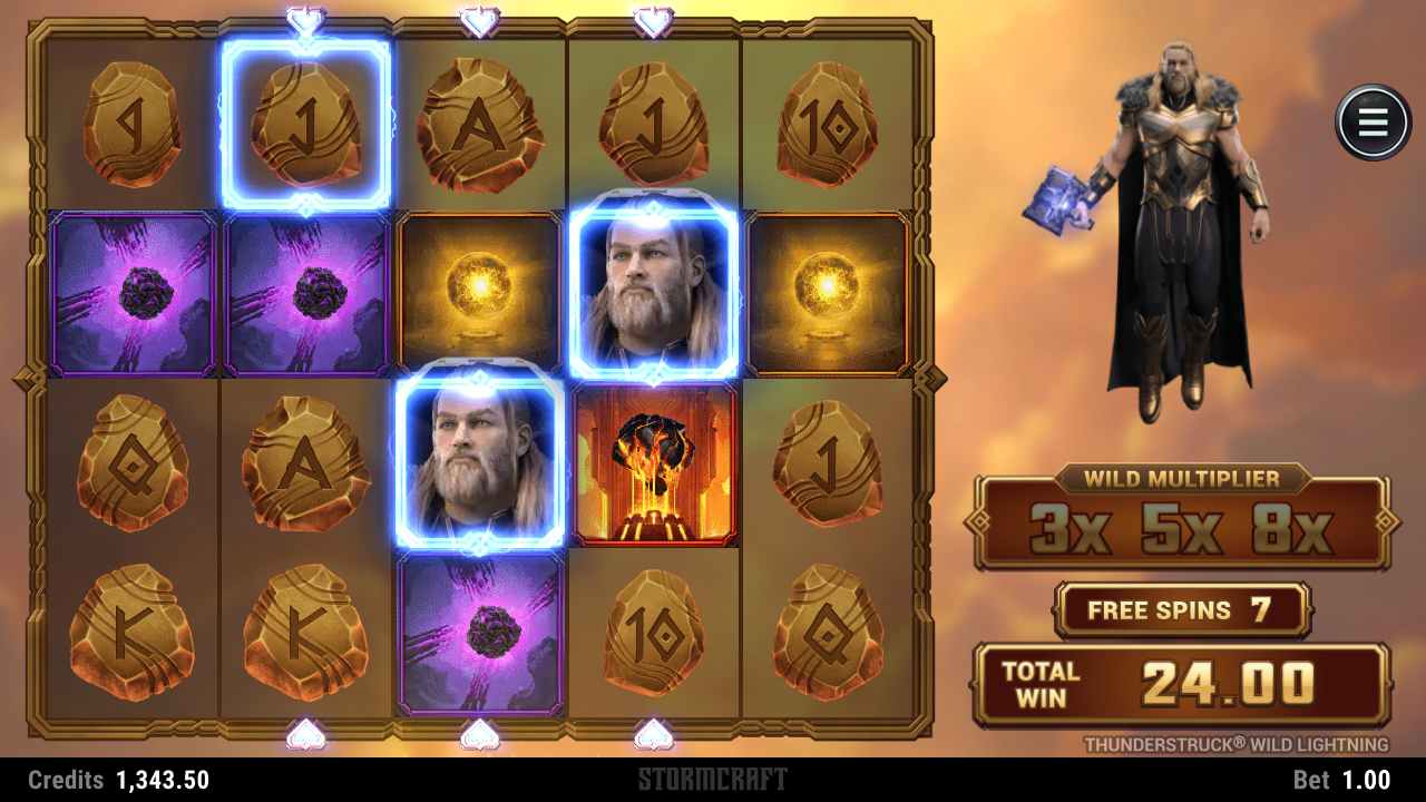 Thunderstruck Wild Lightning Slot Gameplay