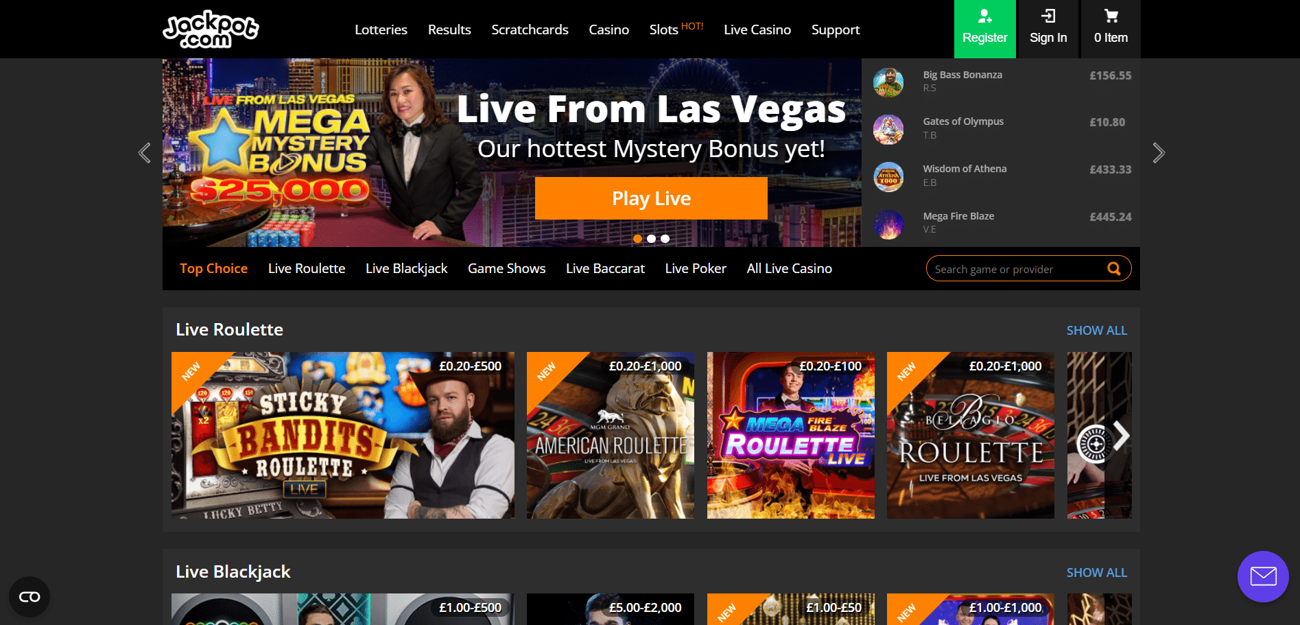 Jackpot.com Live Casino