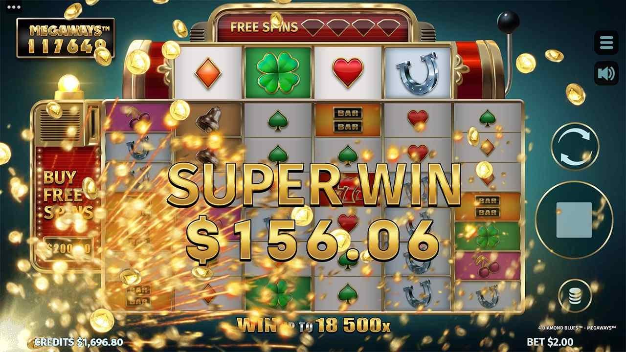 4 Diamond Blues Megaways Big Win
