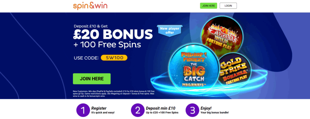 spin and win welcome offer