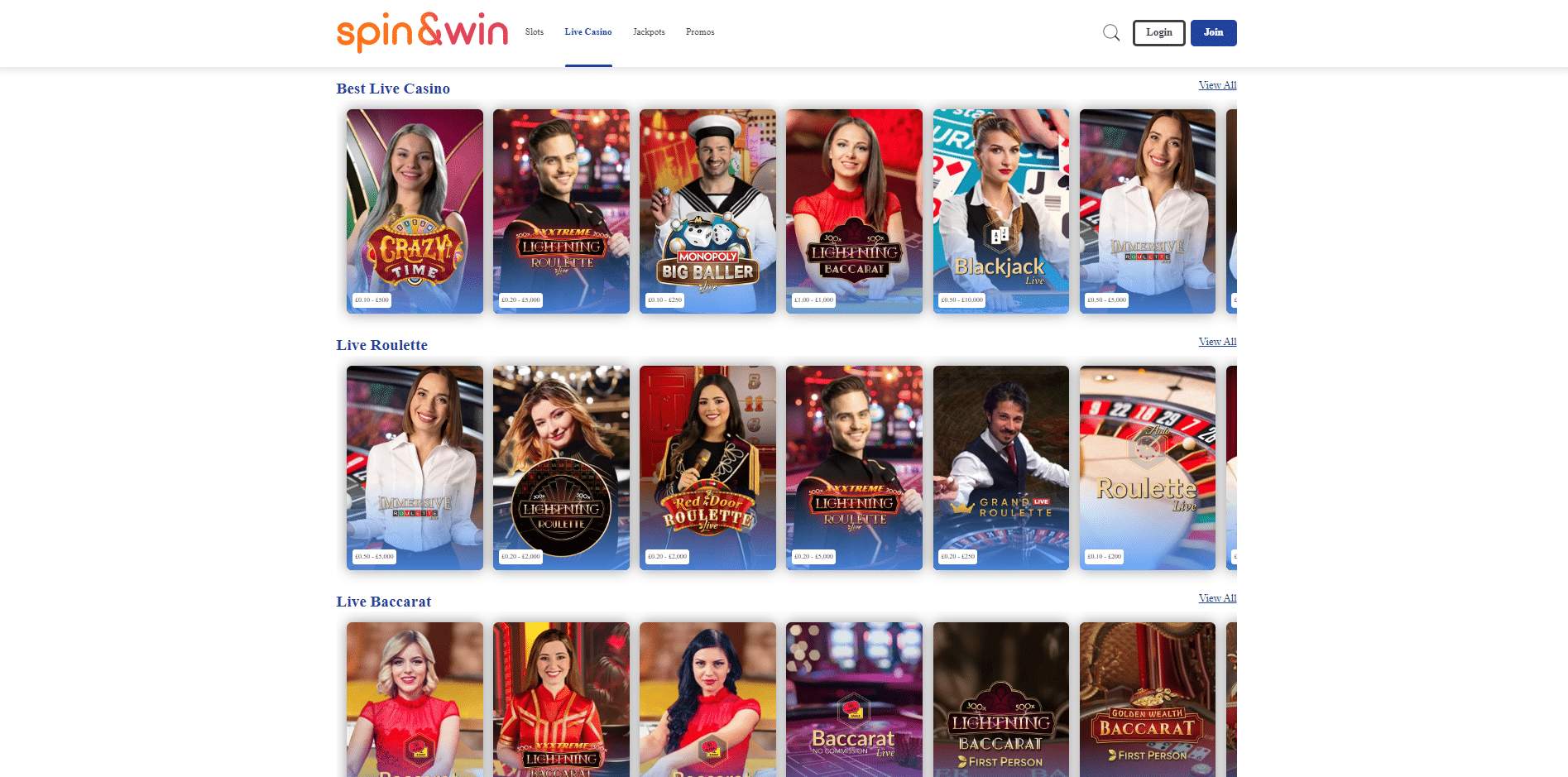 Spin and Win Live Casino