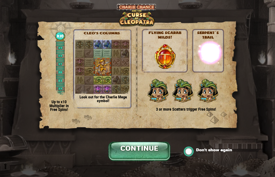 Charlie Chance and the Curse of Cleopatra Welcome Page