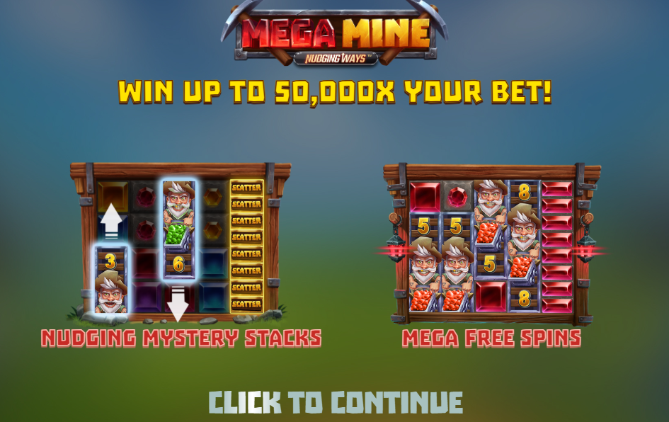 Mega Mine Nudging Ways Welcome Page