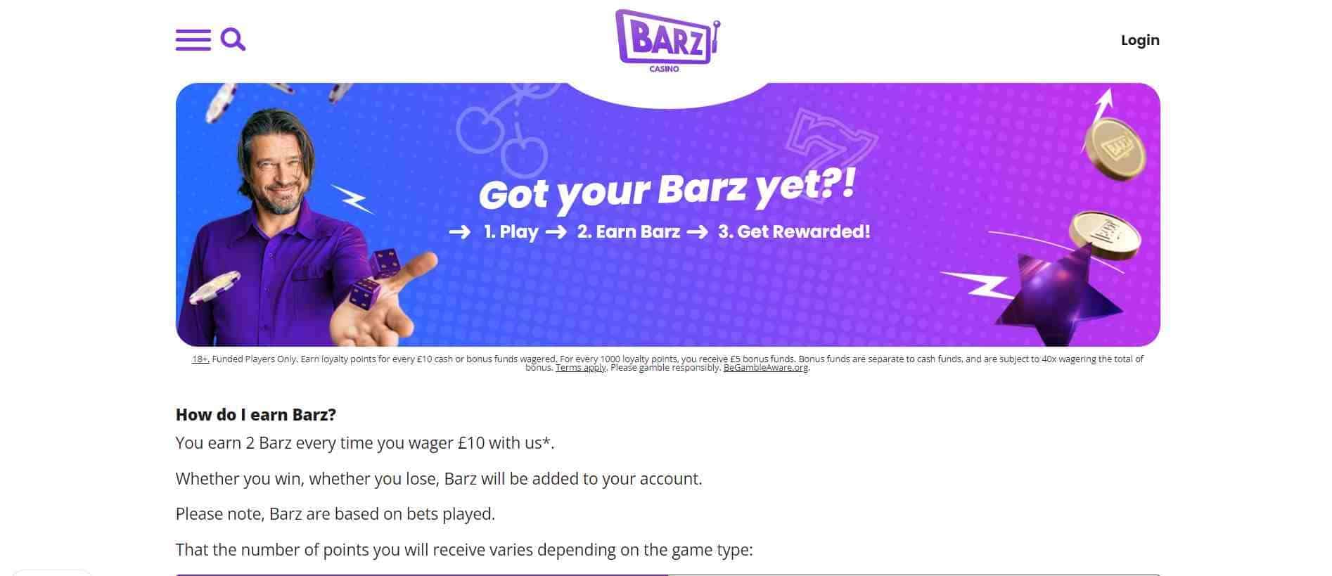 Barz Casino Loyalty Program