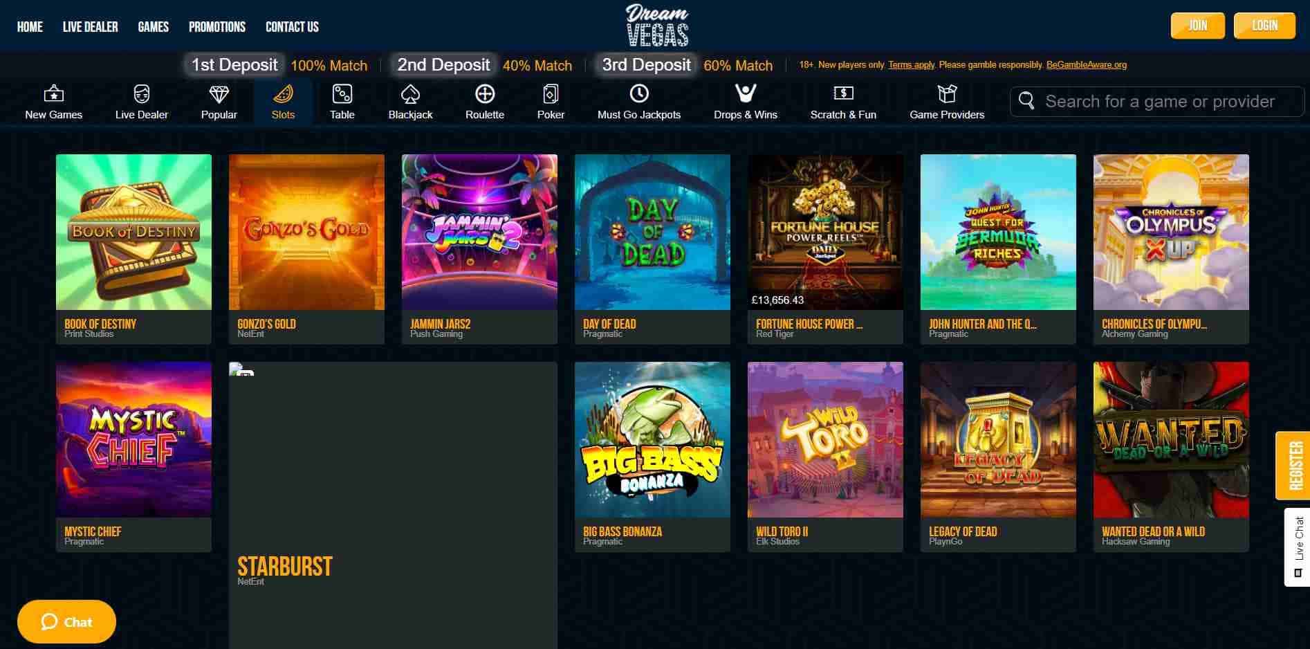 Dream Vegas Slots page