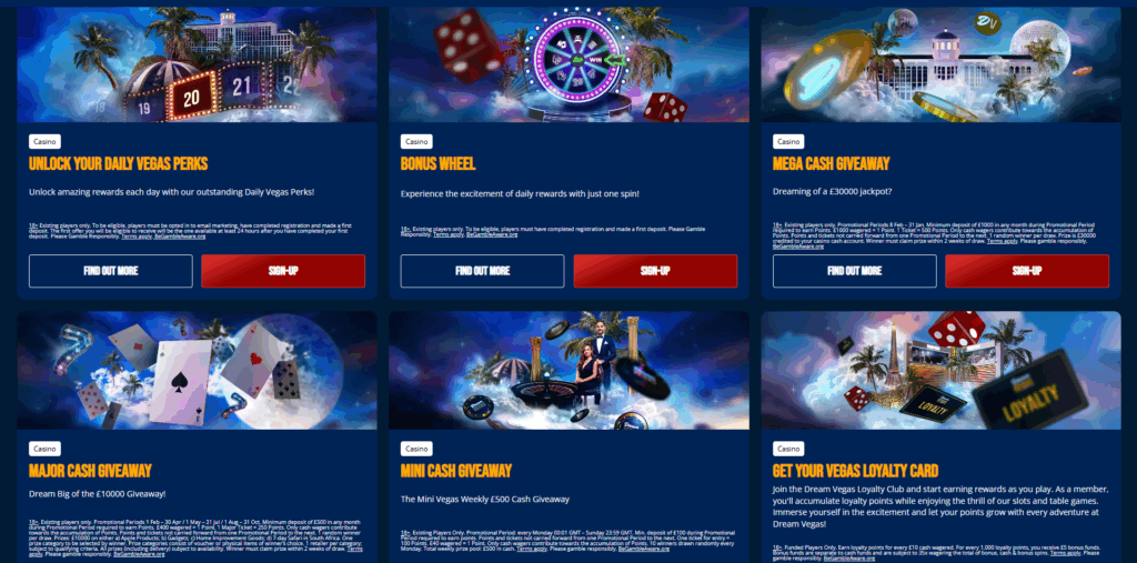 dream vegas promotions