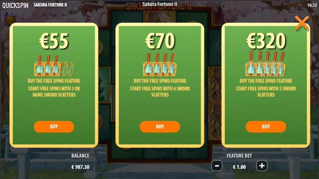 Sakura Fortune 2 Bonus Buy Options