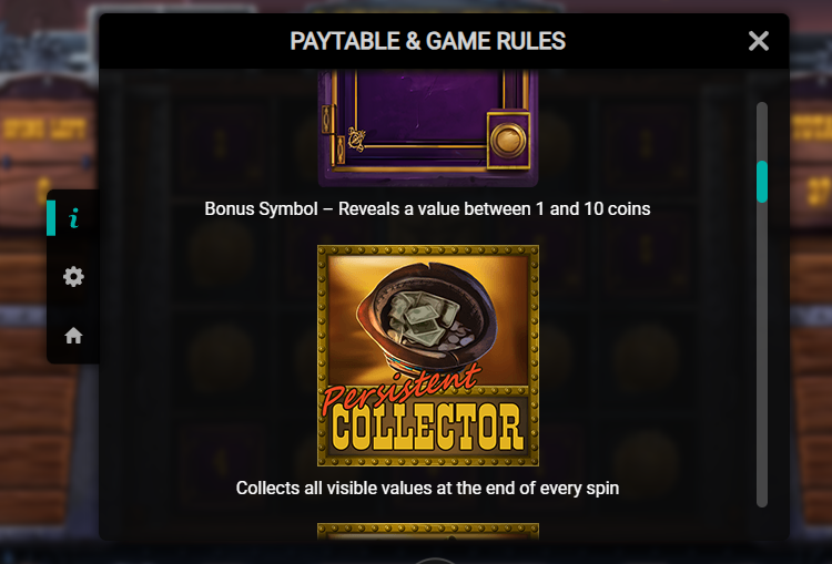 Money Cart Bonus Reels Paytable