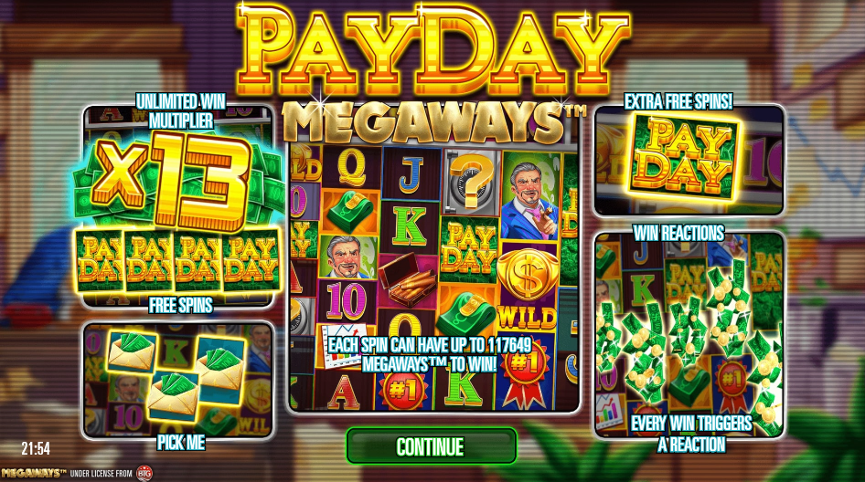 Payday Megaways Welcome Page