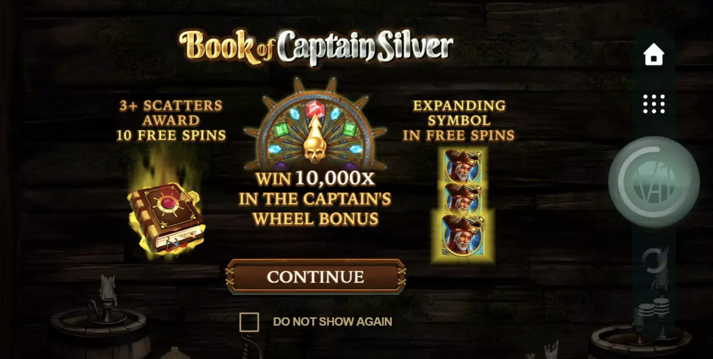 Book Of Captain Silver Welcome Page