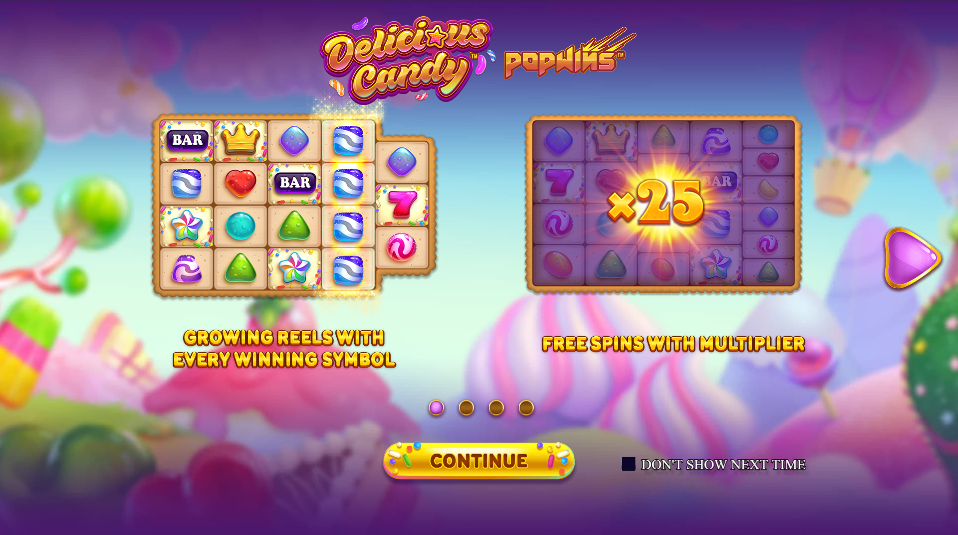 Delicious Candy Popwins Welcome Page