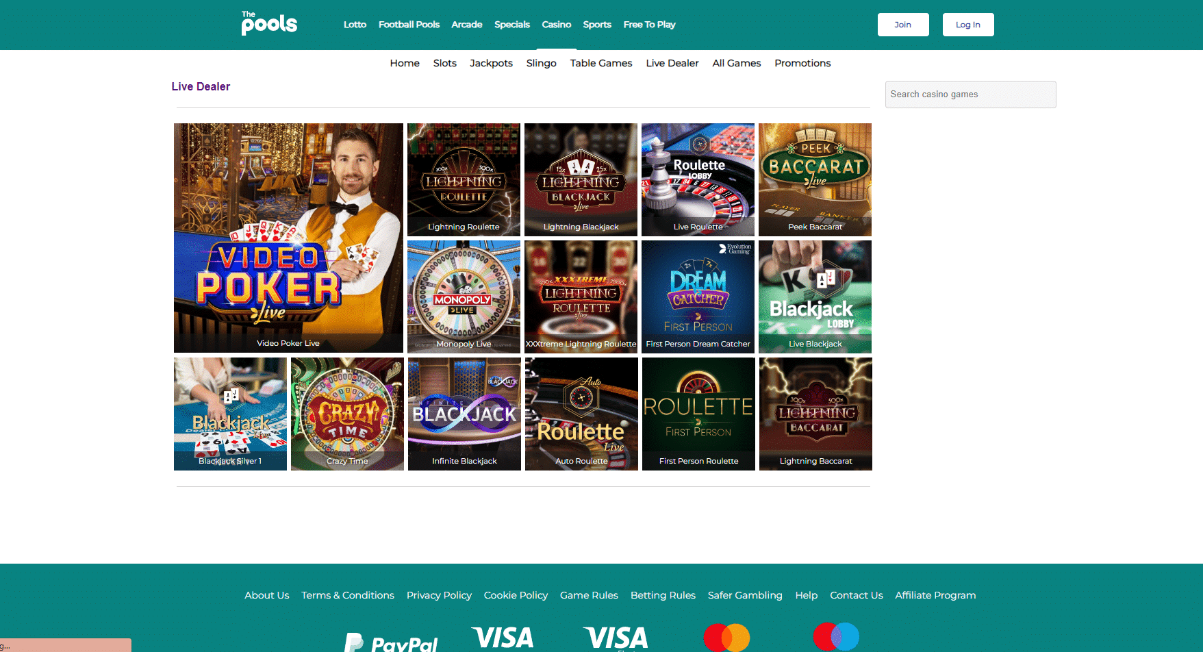 The pools casino live casino