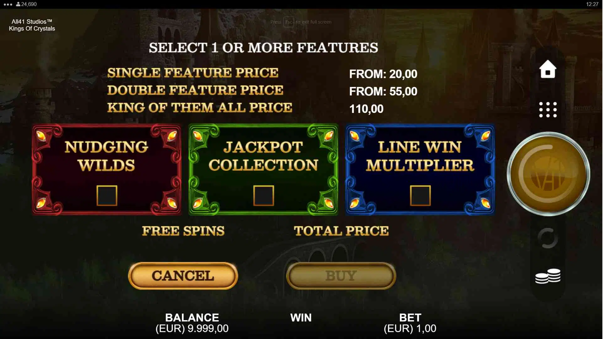 Kings of Crystals Bonus Buy Options