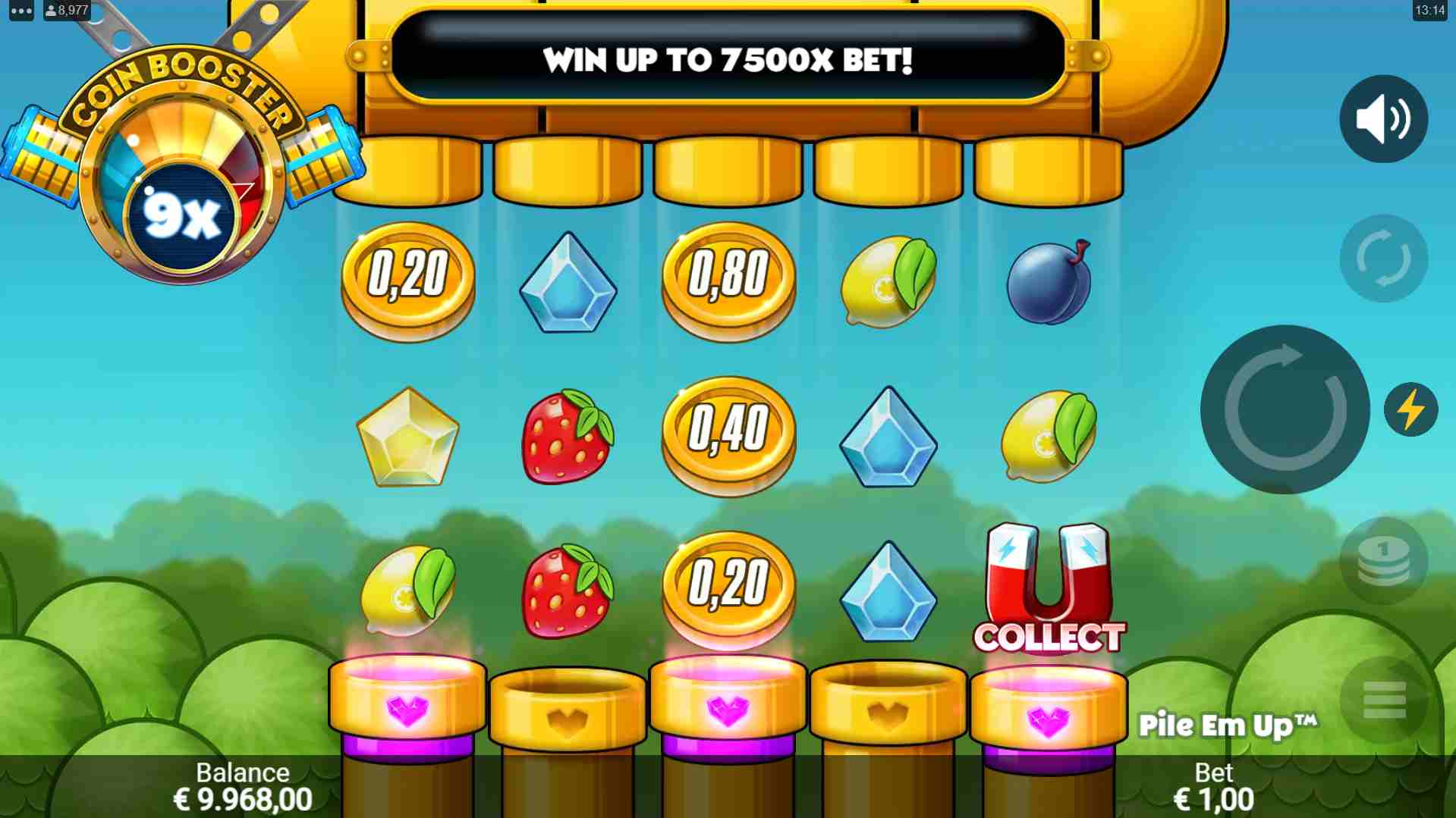Pile 'Em Up Coin Booster Feature