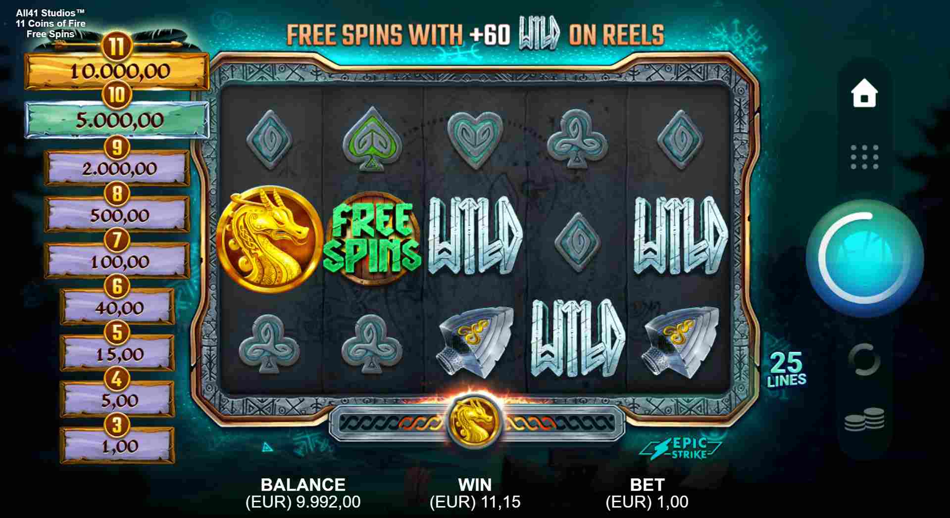 11 Coins of Fire Free Spins