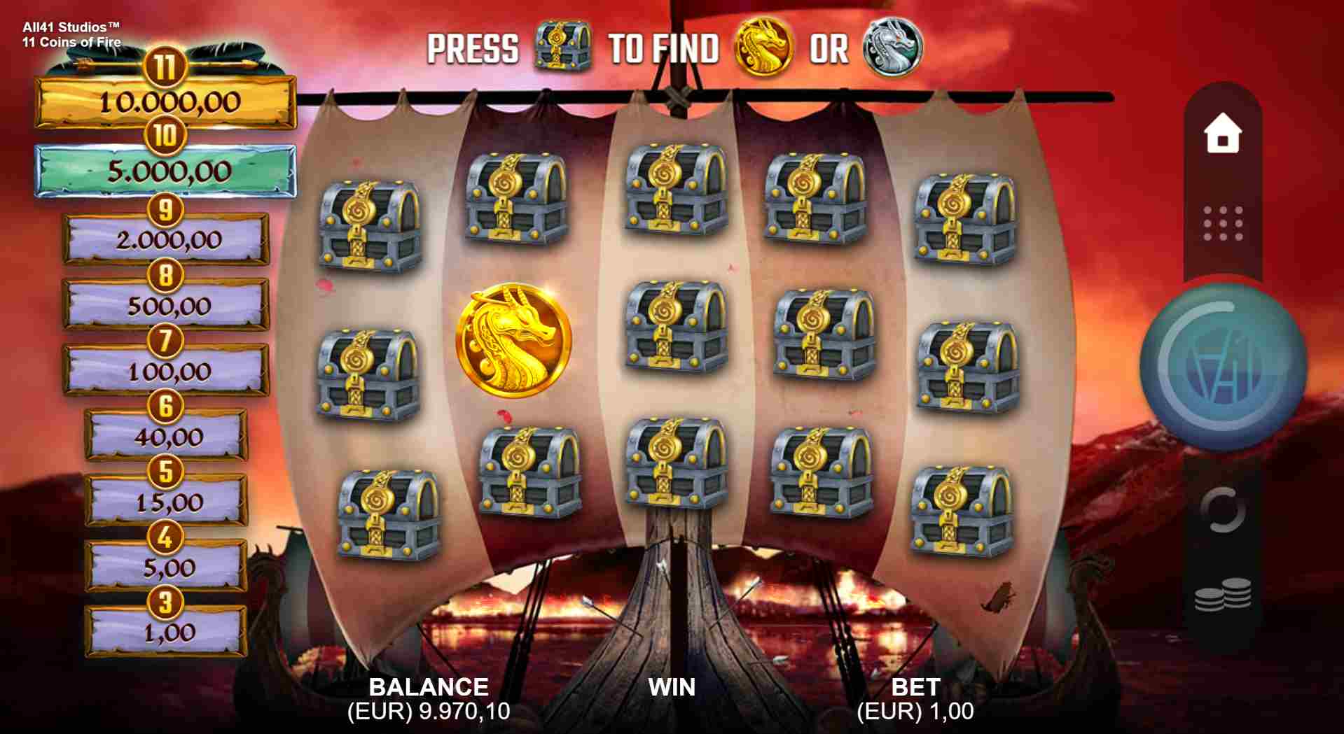 11 Coins of Fire Treasure Pick Feature