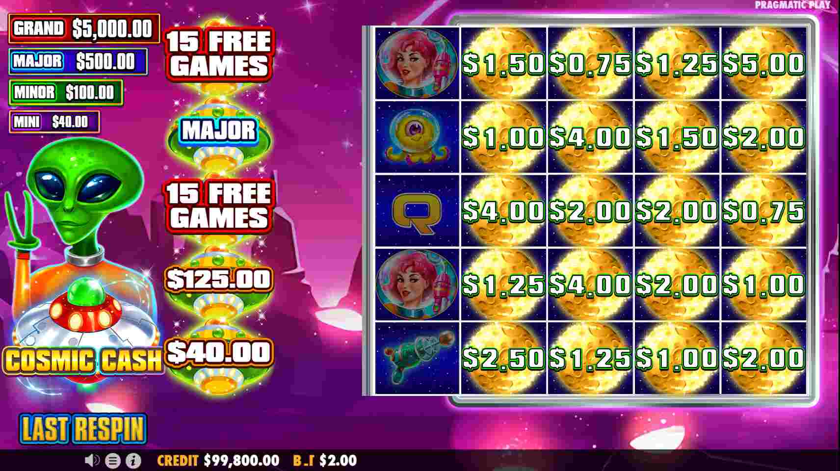 Cosmic Cash Respins Feature