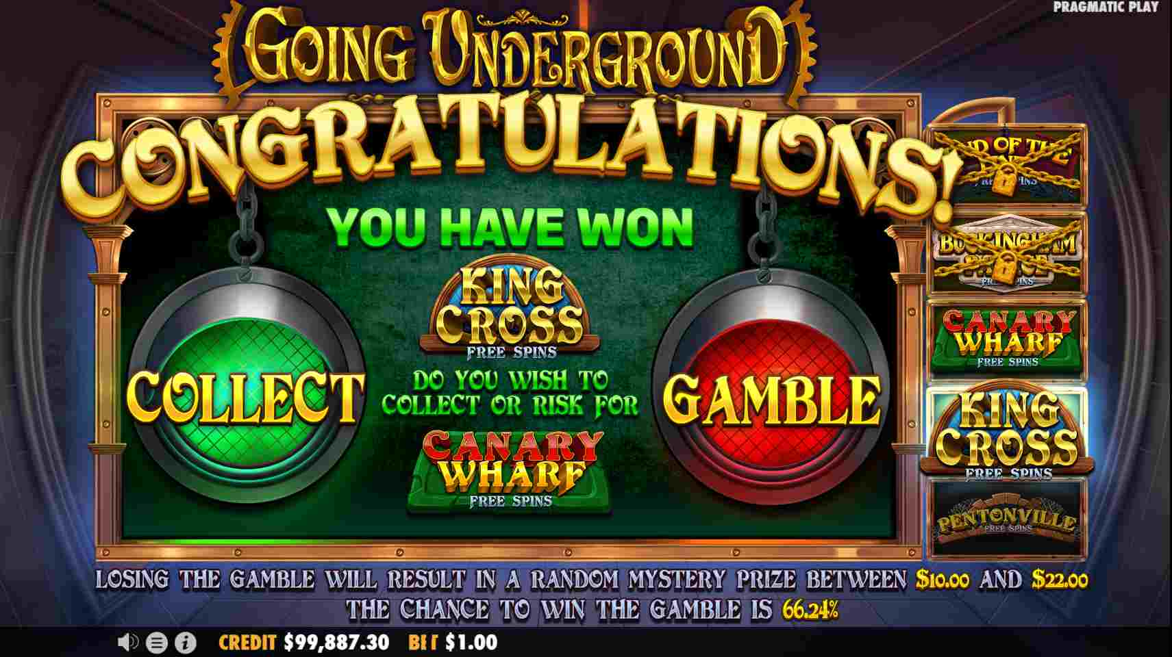 Going Underground Free Spins Gamble