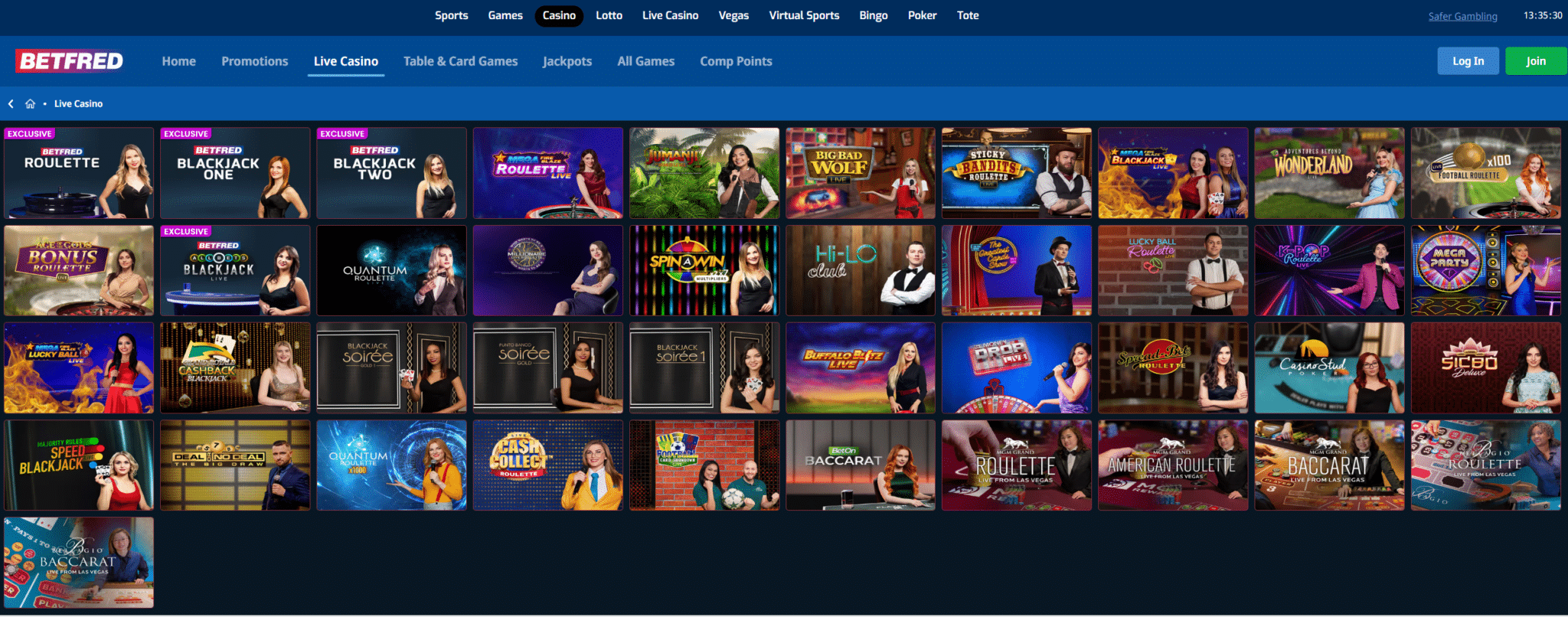 betfred live casino