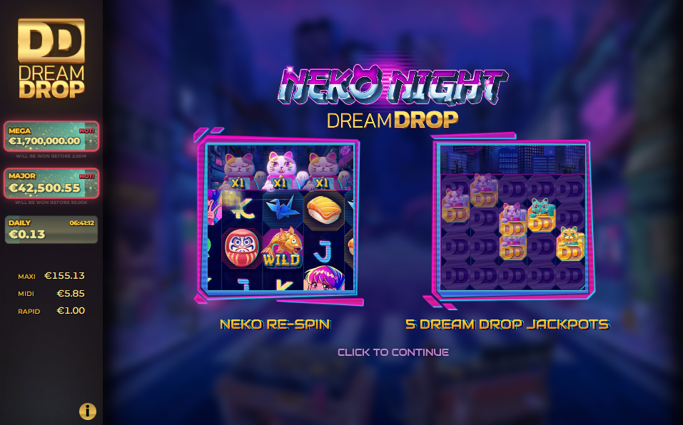 Neko Night Dream Drop Welcome Page