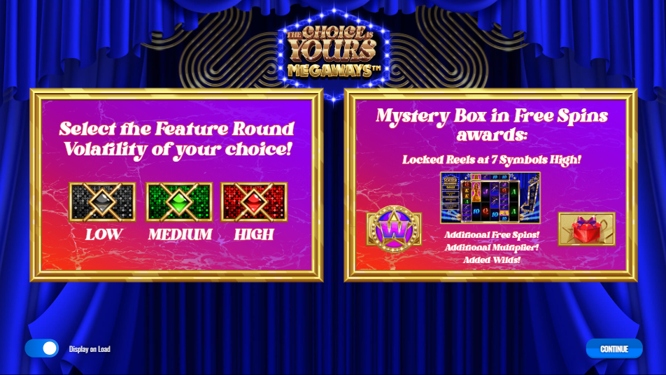 The Choice is Yours Megaways Welcome Page