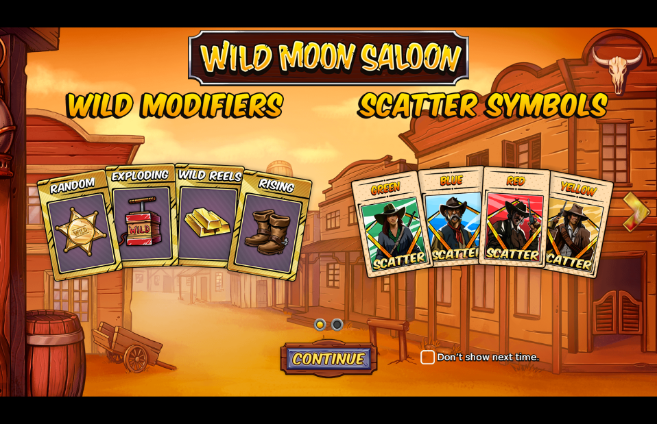Wild Moon Saloon Welcome Page