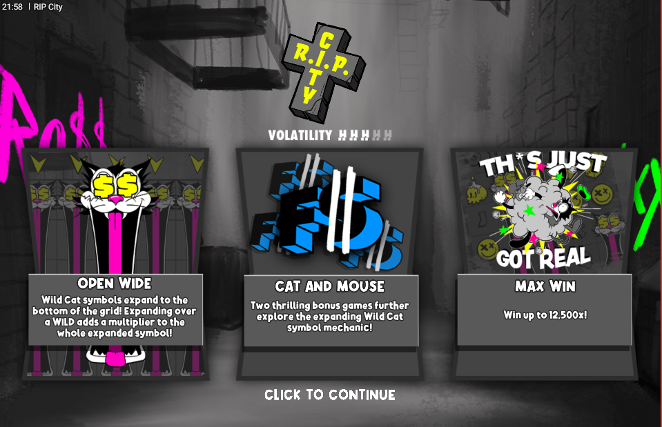 RIP City Slot Welcome Page