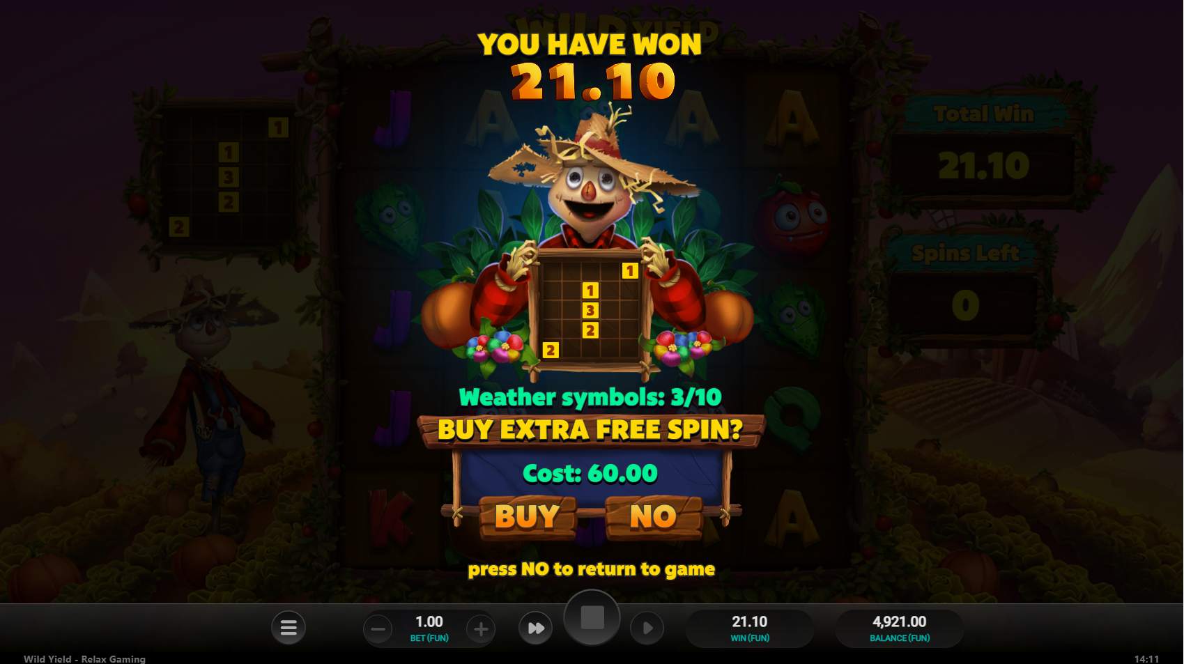 Wild Yield Extra Free Spins Feature