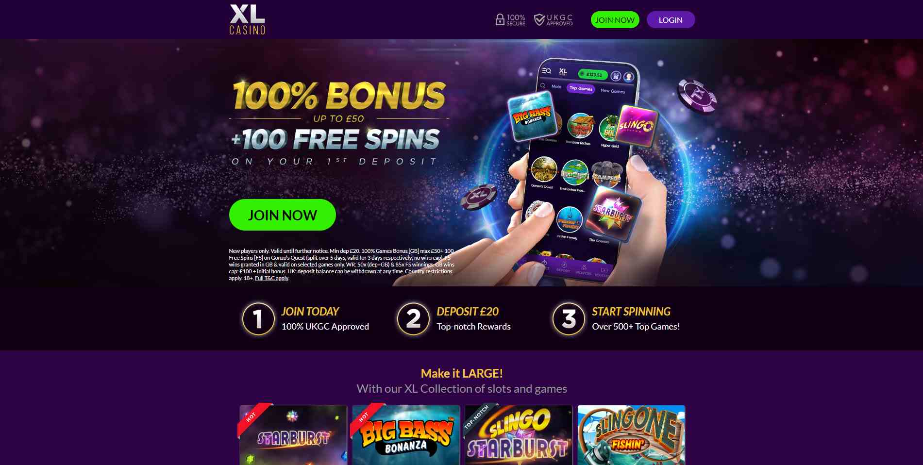 XL Casino Main Page