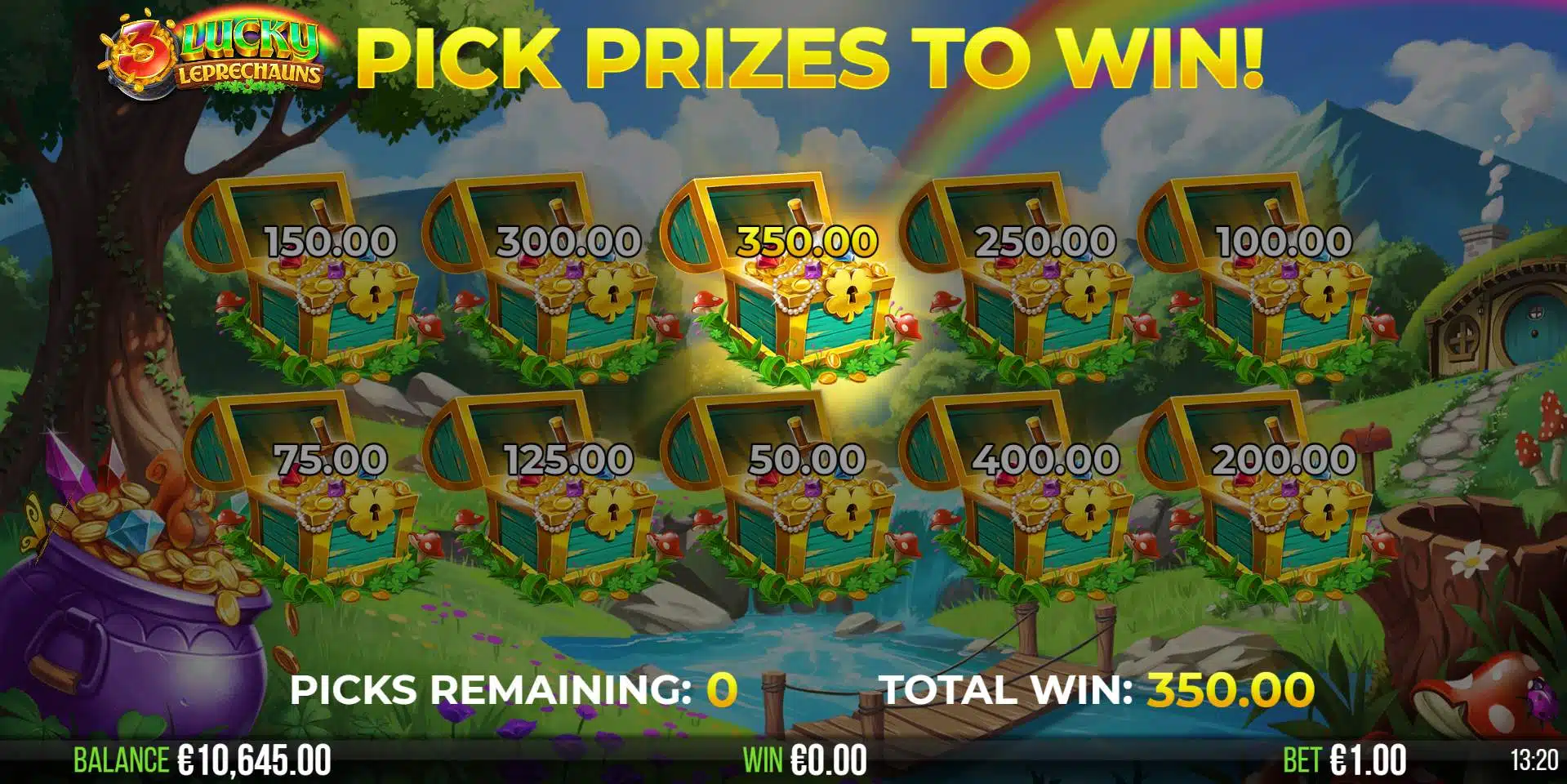 3 Lucky Leprechauns Pick-a-Win Bonus