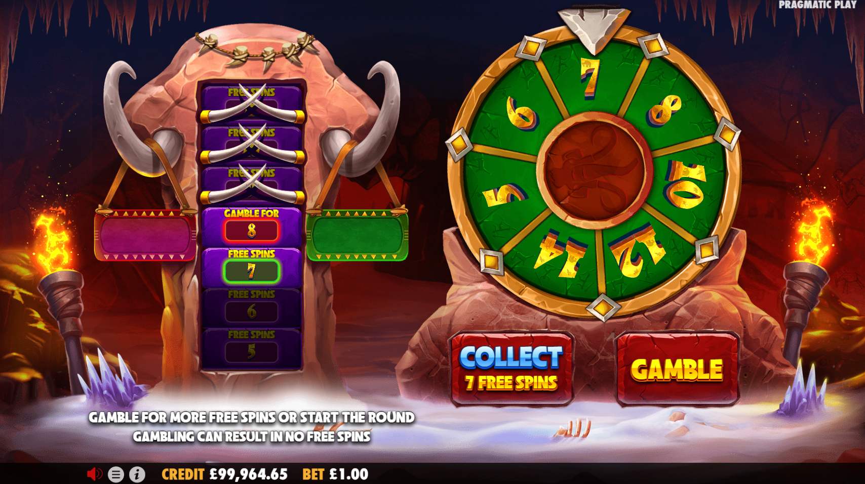Mammoth Gold Megaways Gamble Wheel