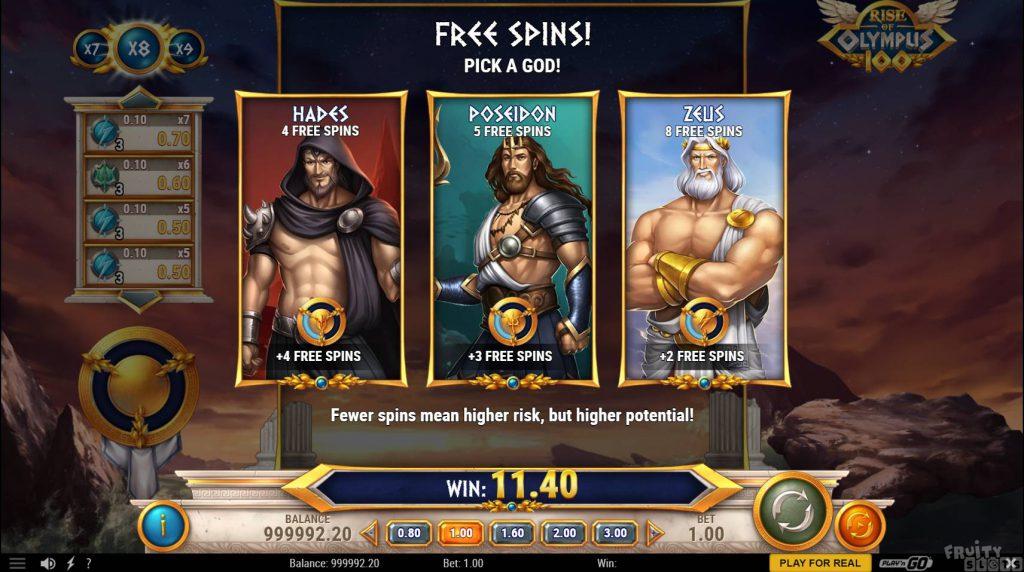 Players Can Choose Between 1 of 3 Free Spins Modes