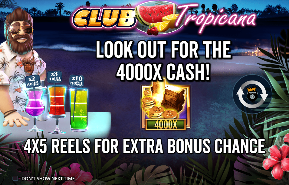 Club Tropicana Welcome Page