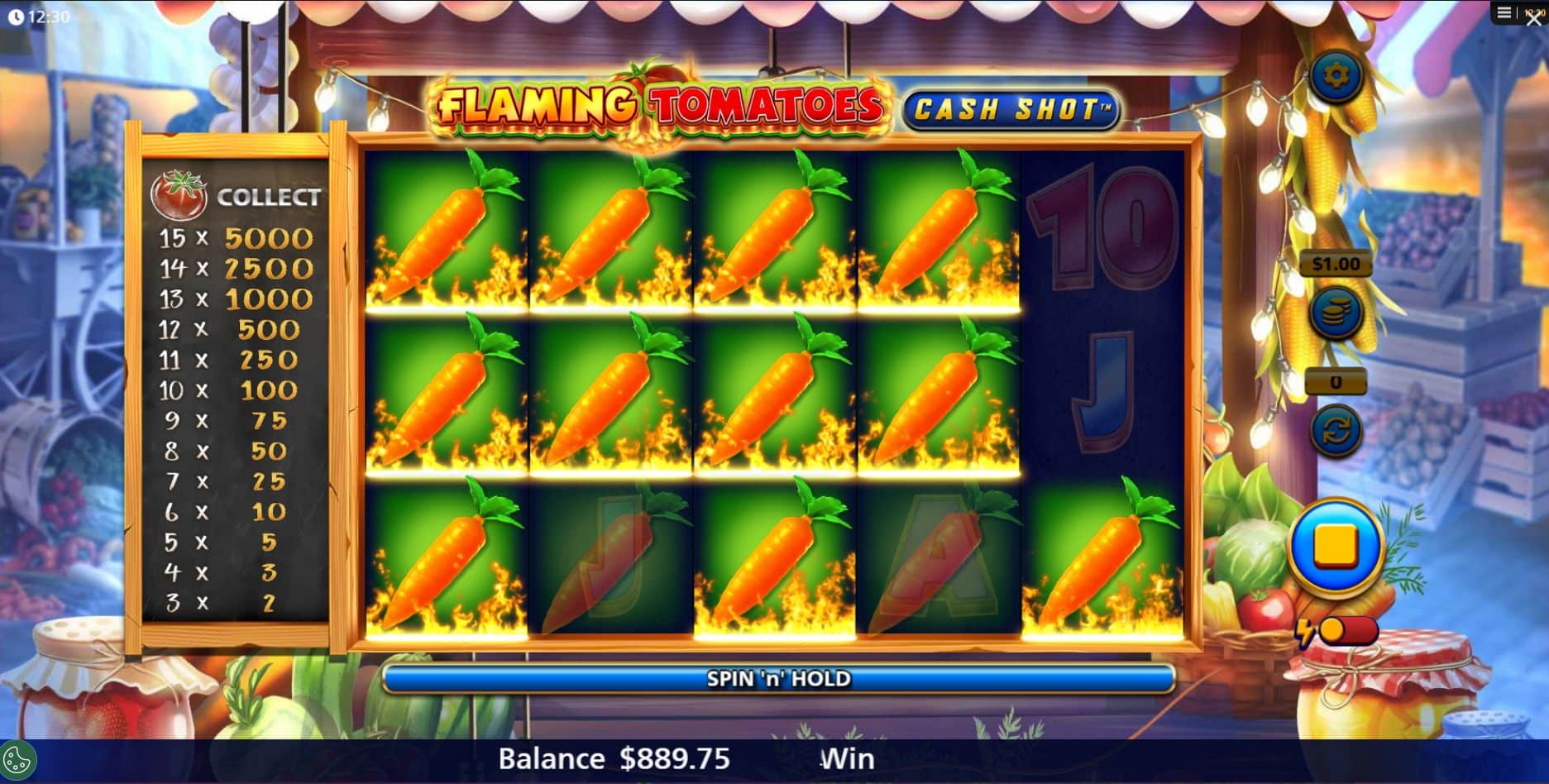 Flaming Tomatoes Cash Shot Free Spins