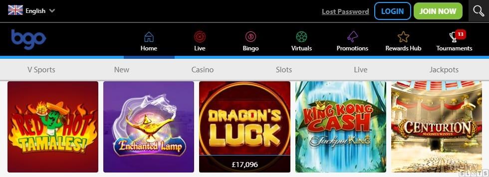 BGO Casino Homepage