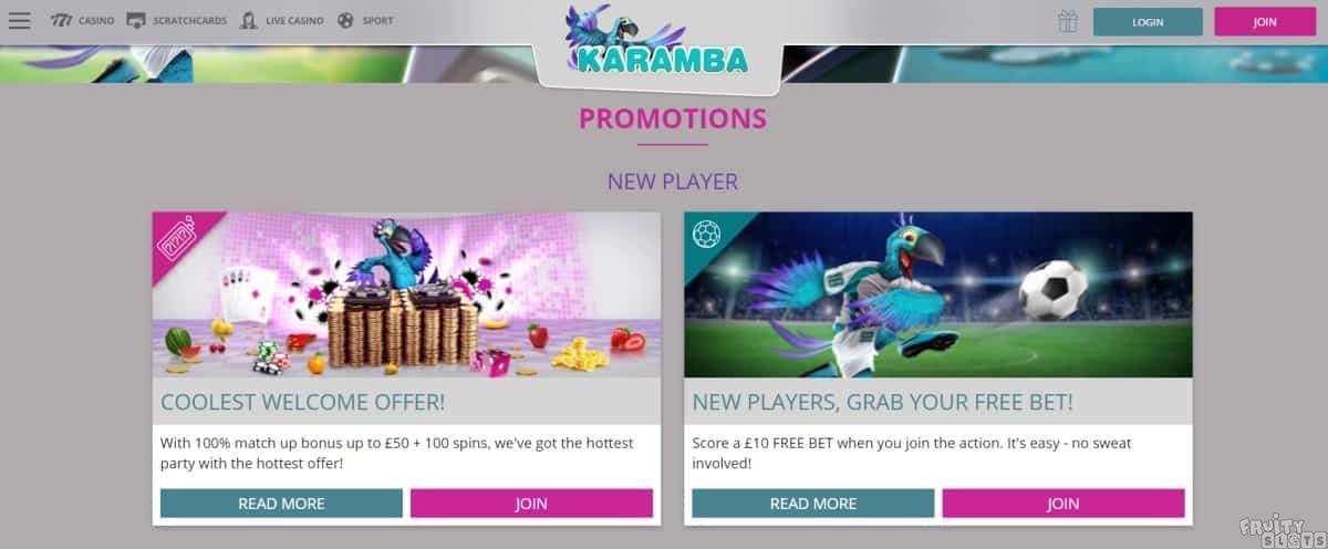 Karamba Casino promotions