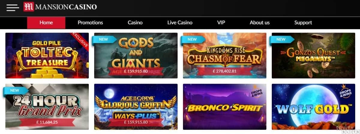 Mansion Casino Homepage
