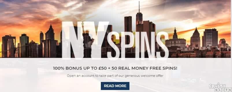 NY Spins Casino Sign Up Offer