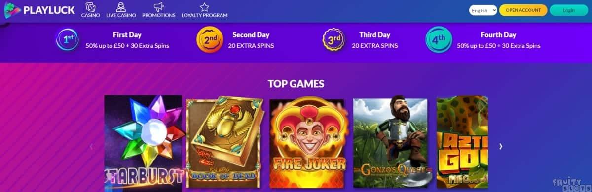 Playluck Casino Homepage