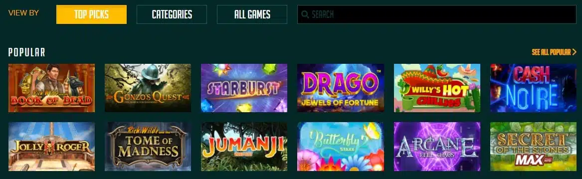 Temple Slots Casino Homepage