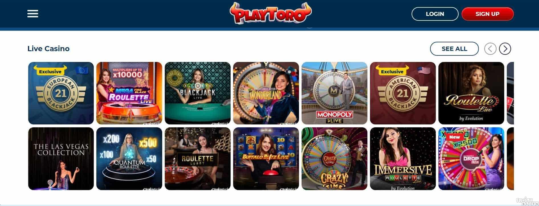 PlayToro Casino Live Casino