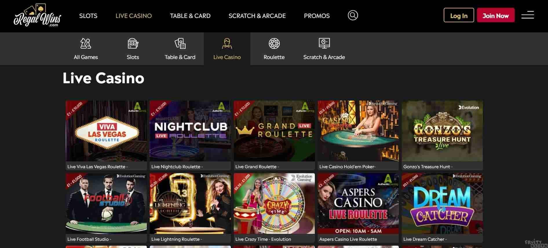 Regal Wins Casino Live Casino