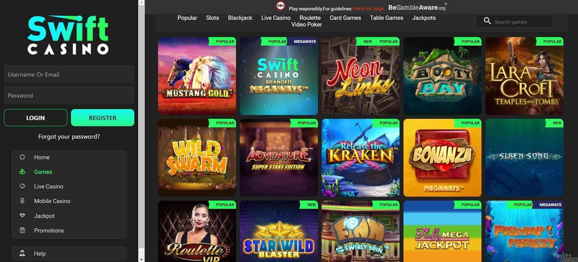 Swift Casino Slot Selection