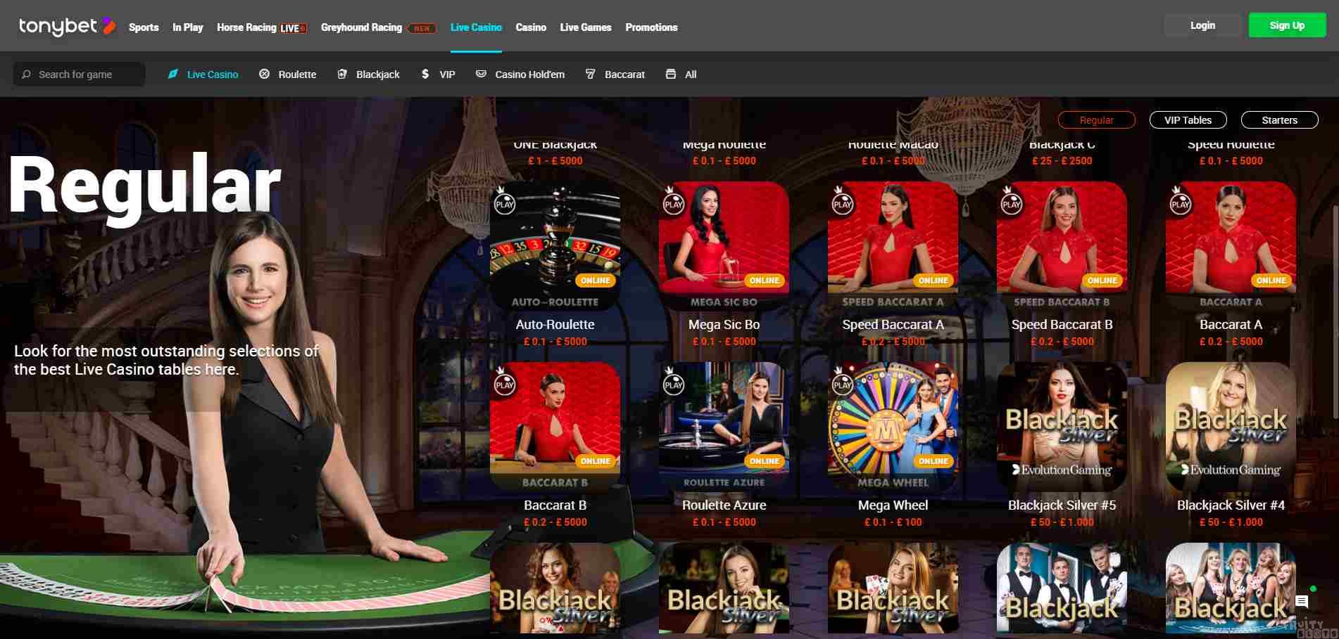 Tony Bet Live Casino