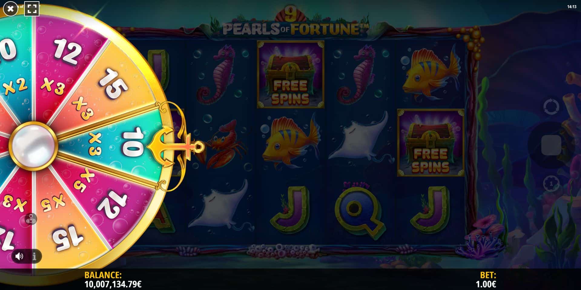 9 Pearls of Fortune Free Spins Wheel