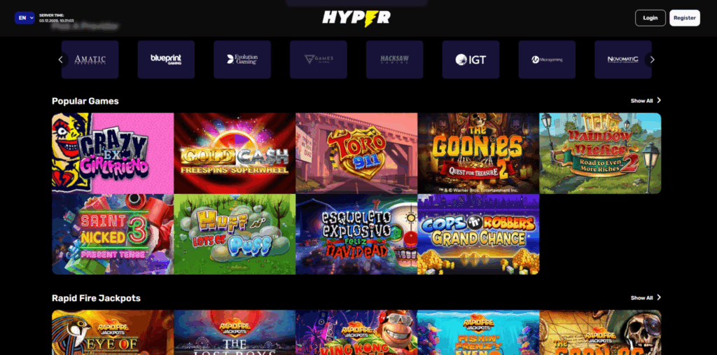 Hyper Slots Page
