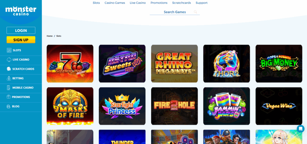 Monster Casino Slots Page