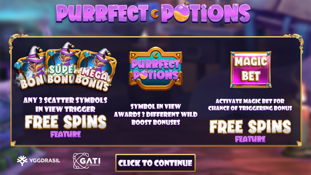 Purrfect Potions Welcome Page